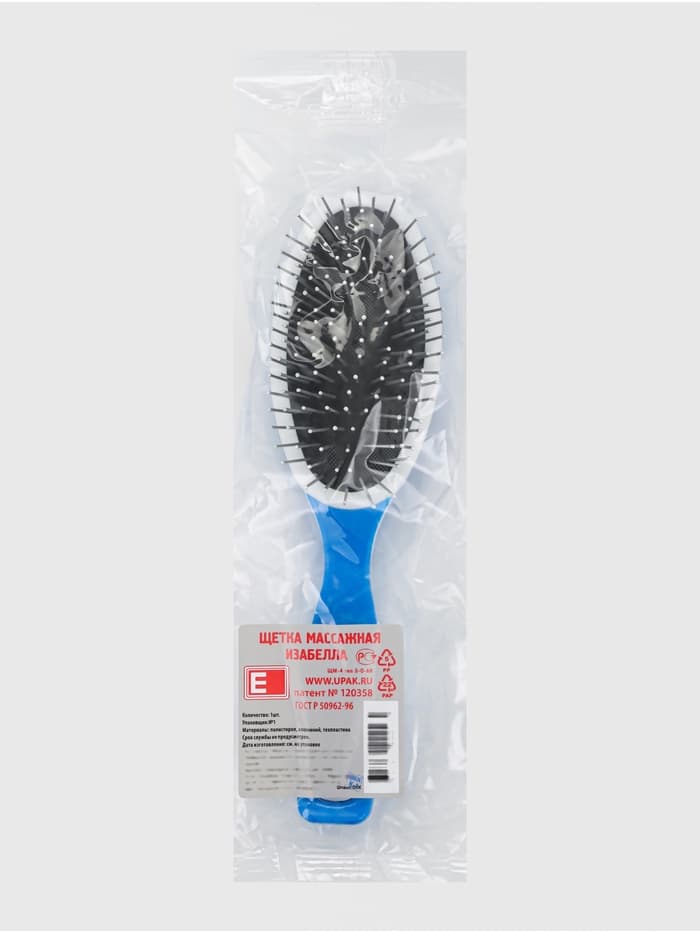 Расчёска массажная, 6×22 см, металлические зубчики, МИКС