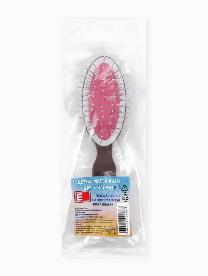 Расчёска массажная, 4×17 см, МИКС