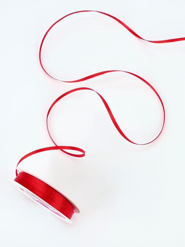 Лента атласная, 3 мм, 45±1 м, красная №26