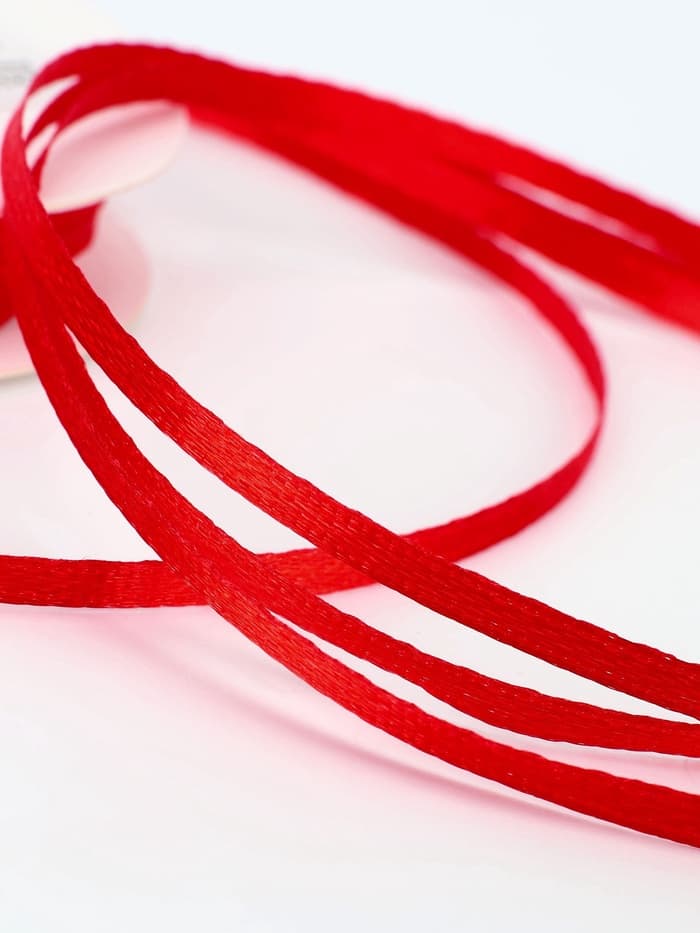 Лента атласная, 3 мм, 45±1 м, красная №26