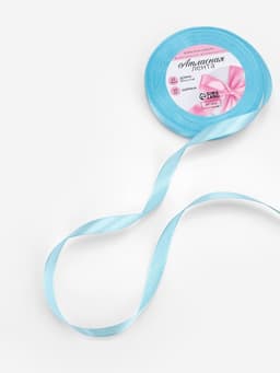 Лента атласная, 10 мм, 23±1 м, голубая №211