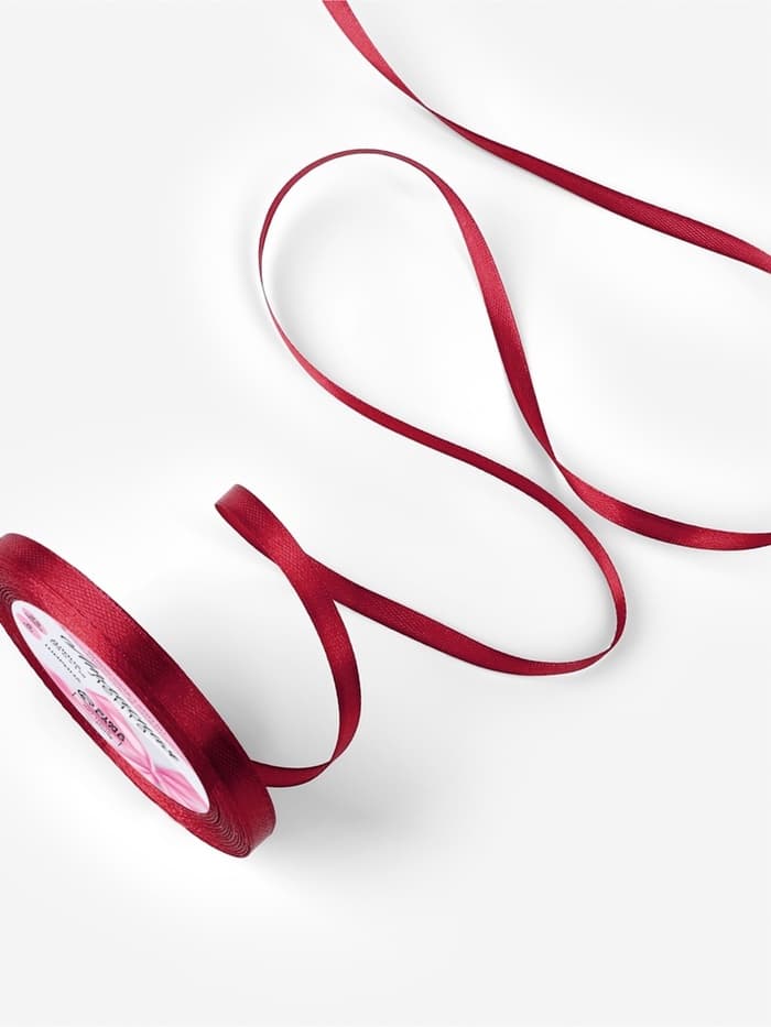 Лента атласная, 6 мм, 23±1 м, бордовая №37