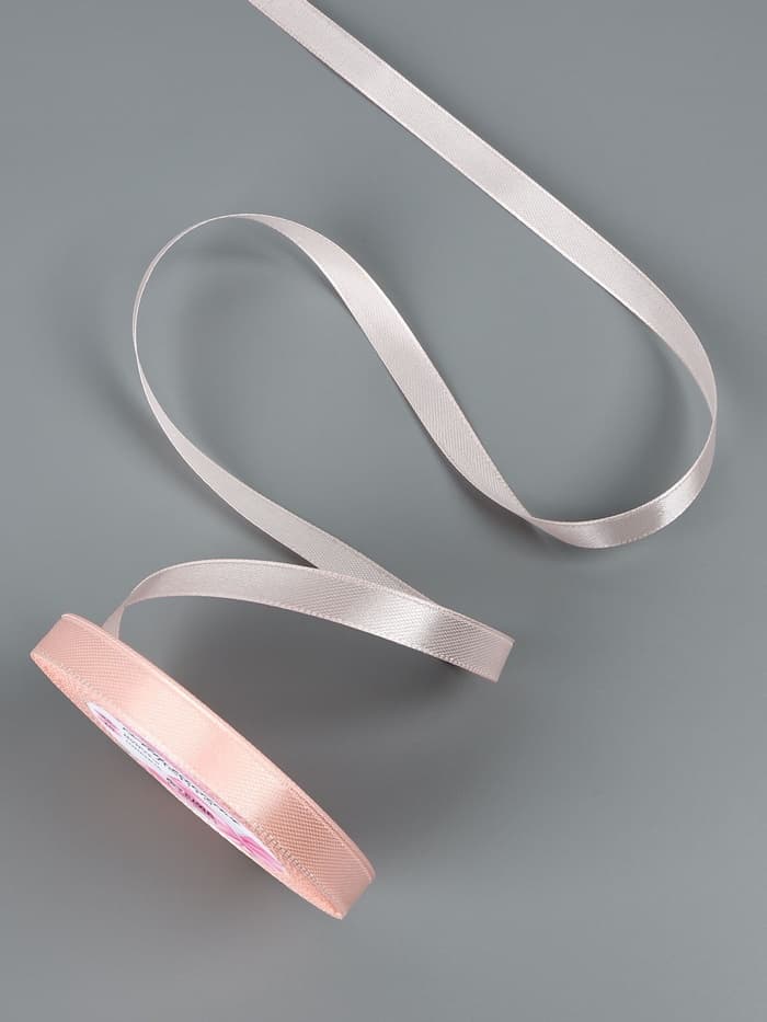 Лента атласная, 10 мм, 23±1 м, пастельно-розовая