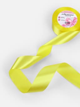 Лента атласная, 40 мм, 23±1 м, жёлтая