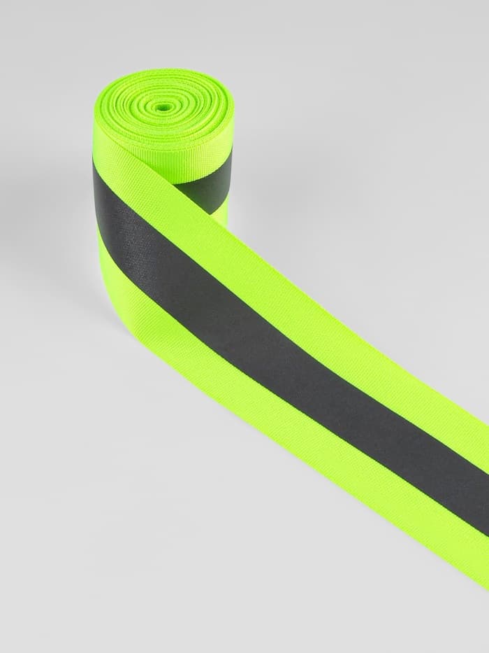 Светоотражающая лента-стропа, 50 мм, 5±1 м, салатовая