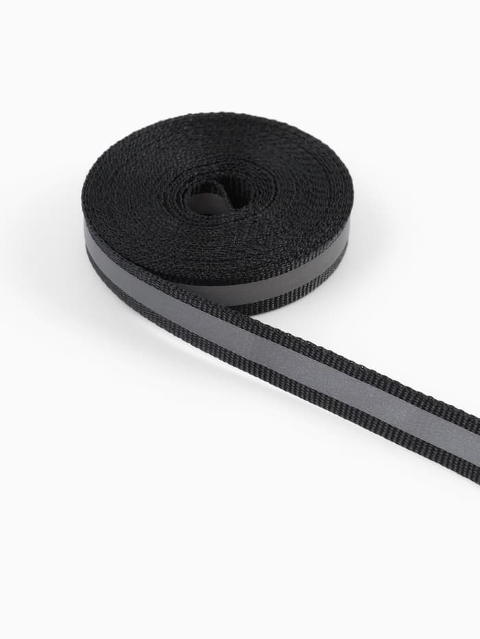 Светоотражающая лента-стропа, 10 мм, 5±1 м, чёрная