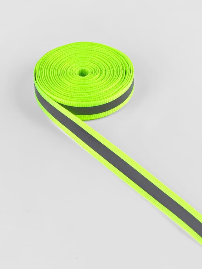 Светоотражающая лента-стропа, 10 мм, 5±1 м, салатовая