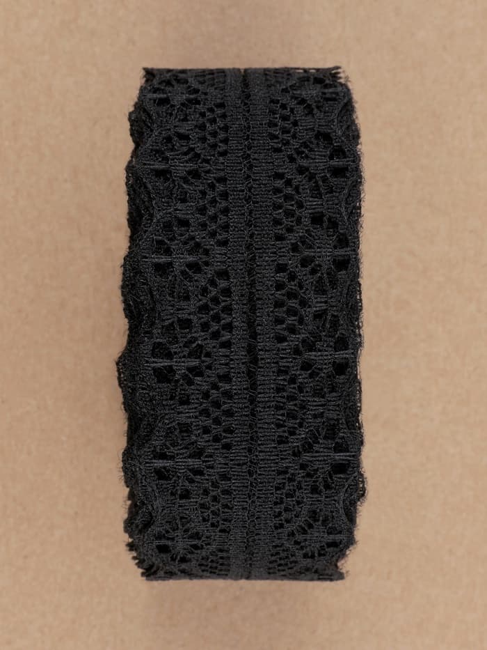 Кружево капроновое, 30 мм, 10±1 м, чёрное