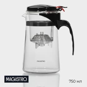 Чайник заварочный гунфу Magistro «Мантана», 750 мл, пластиковое сито, боросиликатное стекло, прозрачный