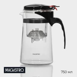 Чайник заварочный гунфу Magistro «Мантана», 750 мл, пластиковое сито, боросиликатное стекло, прозрачный