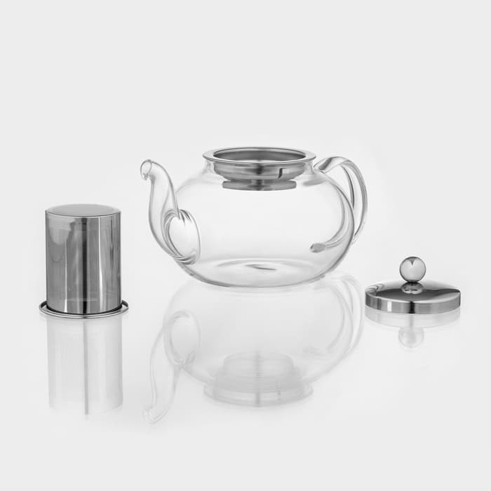 Чайник заварочный «Калиопа», 1 л, металлическое сито, стекло