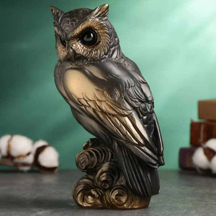 Фигурка гипс «Сова», бронза, 10×22×8 см
