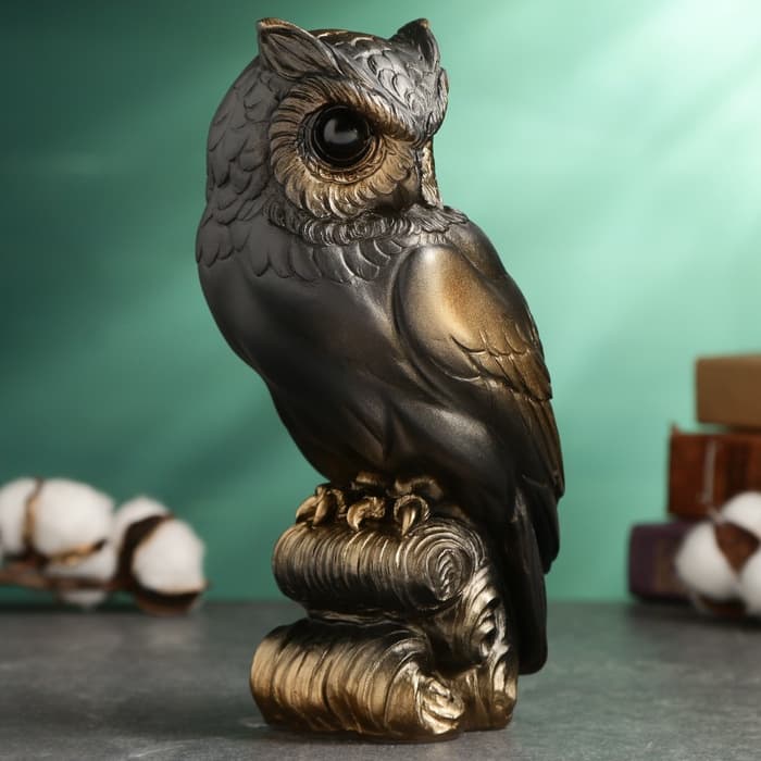 Фигурка гипс «Сова», бронза, 10×22×8 см