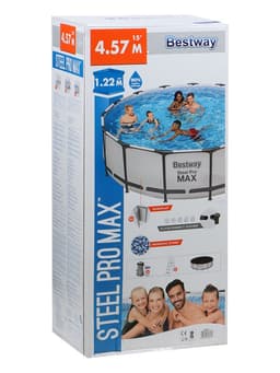 Бассейн каркасный Steel Pro MAX, 457×122 см, фильтр-насос, лестница, тент, круглый, 56438 Bestway