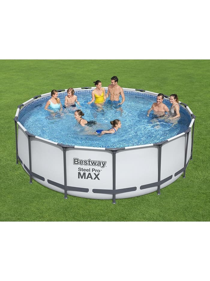 Бассейн каркасный Steel Pro MAX, 457×122 см, фильтр-насос, лестница, тент, круглый, 56438 Bestway