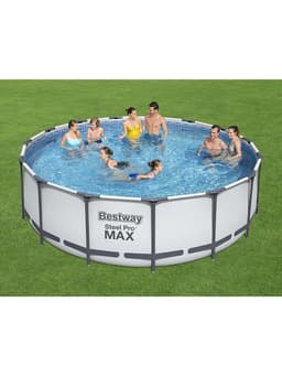 Бассейн каркасный Steel Pro MAX, 457×122 см, фильтр-насос, лестница, тент, круглый, 56438 Bestway