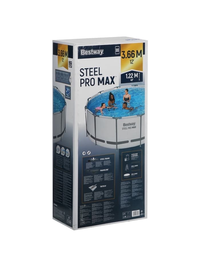 Бассейн каркасный Bestway Steel Pro MAX 56420, 366×122 см, фильтр-насос, лестница, тент, круглый