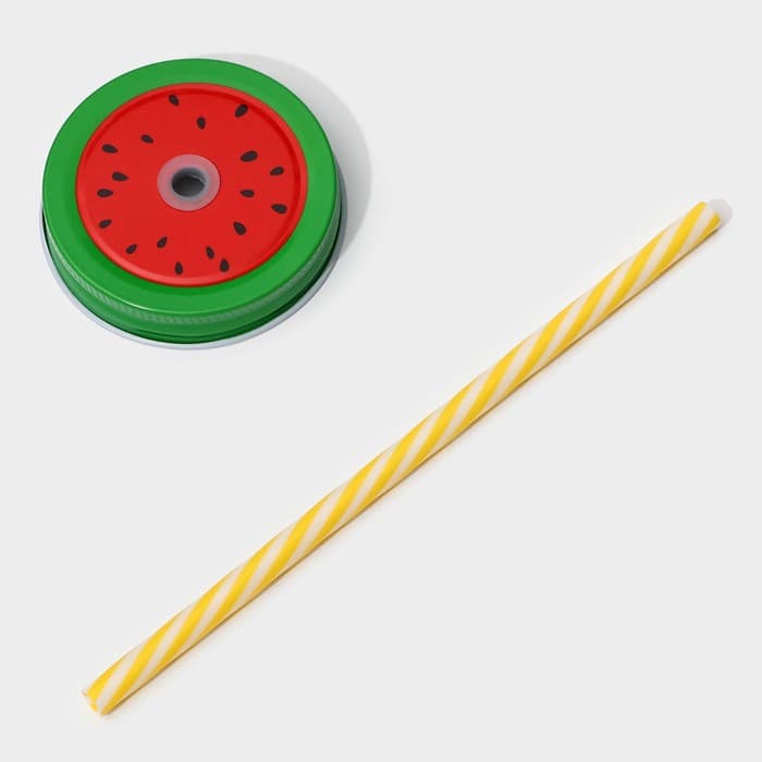 Кружка Доляна «Гладь», 450 мл, 10×7.5×13 см, с крышкой и трубочкой, стекло