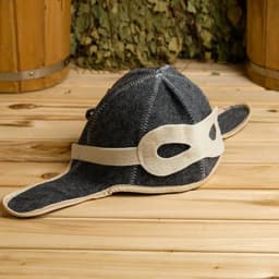 Набор для бани «Лётчик», 3 предмета: шапка, коврик, рукавица, шерсть 30%, полиэфир 70%, серый, «Добропаровъ»