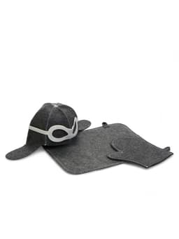 Набор для бани «Лётчик», 3 предмета: шапка, коврик, рукавица, шерсть 30%, полиэфир 70%, серый, «Добропаровъ»