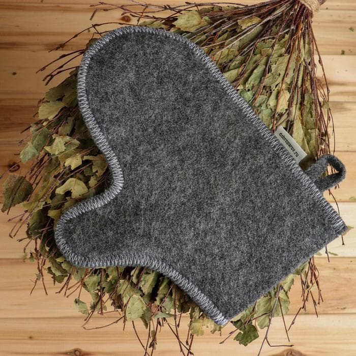 Набор для бани «Лётчик», 3 предмета: шапка, коврик, рукавица, шерсть 30%, полиэфир 70%, серый, «Добропаровъ»