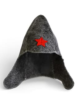 Набор для бани «Буденовец», 3 предмета: шапка, коврик, рукавица, серый, «Добропаровъ»