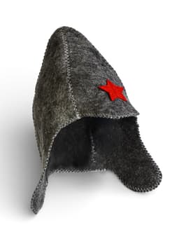 Набор для бани «Буденовец», 3 предмета: шапка, коврик, рукавица, серый, «Добропаровъ»