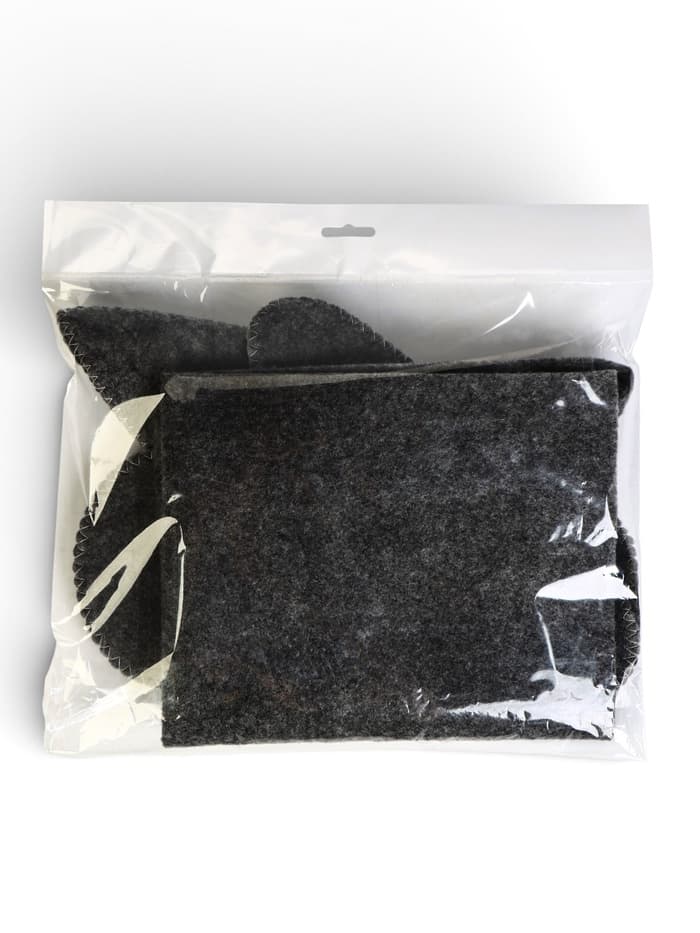 Набор для бани «Буденовец», 3 предмета: шапка, коврик, рукавица, серый, «Добропаровъ»