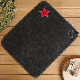 Набор для бани «Буденовец», 3 предмета: шапка, коврик, рукавица, серый, «Добропаровъ»