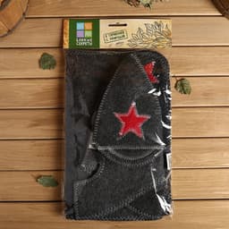 Набор для бани «Буденовец», 3 предмета: шапка, коврик, рукавица, серый, «Добропаровъ»