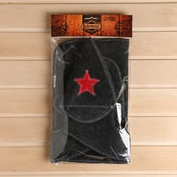 Набор для бани «Буденовец», 3 предмета: шапка, коврик, рукавица, серый, «Добропаровъ»