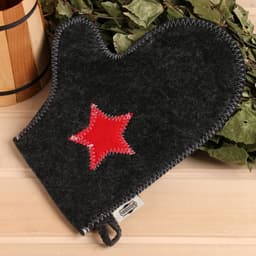 Набор для бани «Буденовец», 3 предмета: шапка, коврик, рукавица, серый, «Добропаровъ»