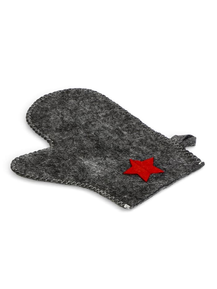 Набор для бани «Буденовец», 3 предмета: шапка, коврик, рукавица, серый, «Добропаровъ»