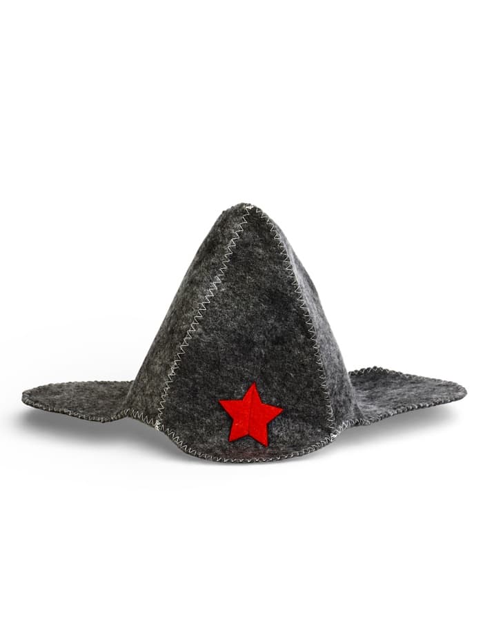 Набор для бани «Буденовец», 3 предмета: шапка, коврик, рукавица, серый, «Добропаровъ»