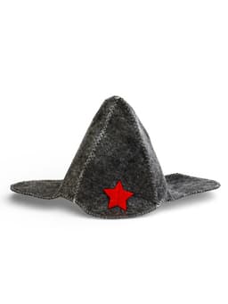 Набор для бани «Буденовец», 3 предмета: шапка, коврик, рукавица, серый, «Добропаровъ»