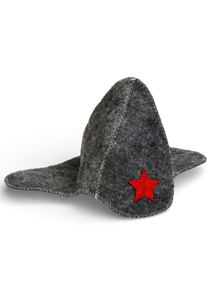 Набор для бани «Буденовец», 3 предмета: шапка, коврик, рукавица, серый, «Добропаровъ»