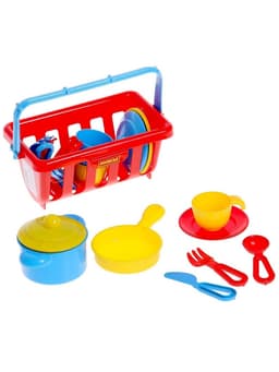 Набор детской посуды TOP chef, в корзинке, на 4 персоны, МИКС