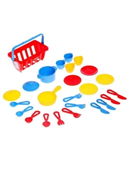 Набор детской посуды TOP chef, в корзинке, на 4 персоны, МИКС