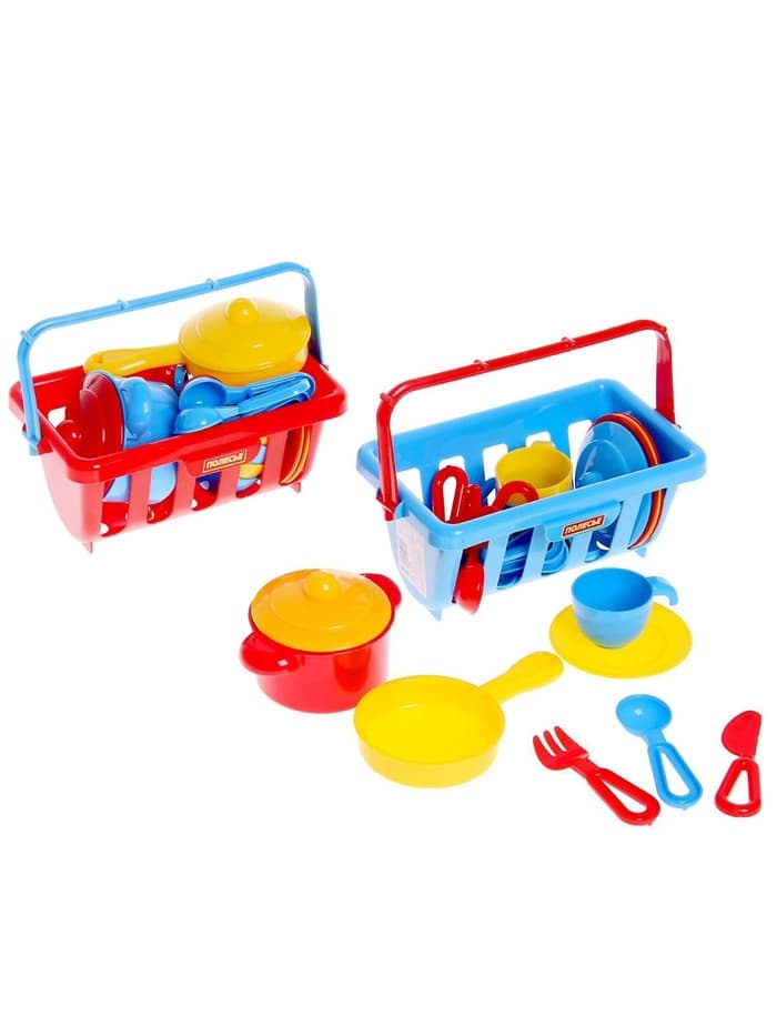 Набор детской посуды TOP chef, в корзинке, на 4 персоны, МИКС
