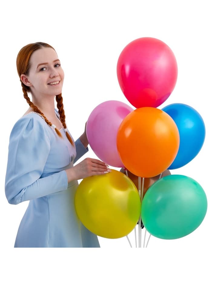 Воздушные шары латексные 14", металл, 100 шт., МИКС