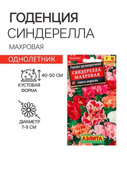Семена цветов Годеция «Синдерелла» крупноцветковая махровая, смесь окрасок, однолетник, 0.05 г, «Аэлита»