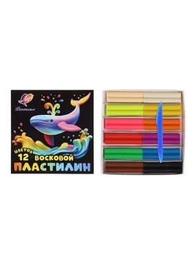 Пластилин мягкий (восковой) «Луч. Фантазия», 12 цветов, 180 г, со стеком, МИКС