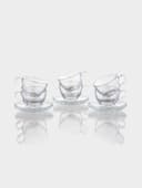 Чайный набор Paşabahçe Basic, 12 предметов: 6 чашек 225 мл, 6 блюдец d=13.7 см, стекло, прозрачный