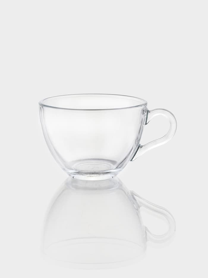 Чайный набор Paşabahçe Basic, 12 предметов: 6 чашек 225 мл, 6 блюдец d=13.7 см, стекло, прозрачный