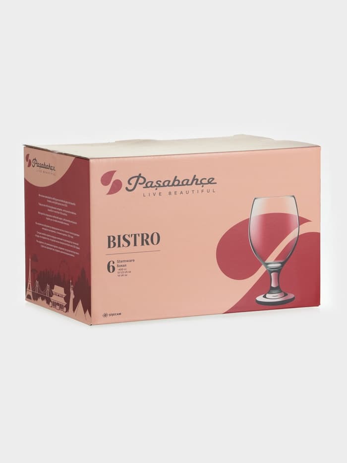 Пивные бокалы Paşabahçe Bistro, 400 мл, набор 6 шт., стекло, прозрачные