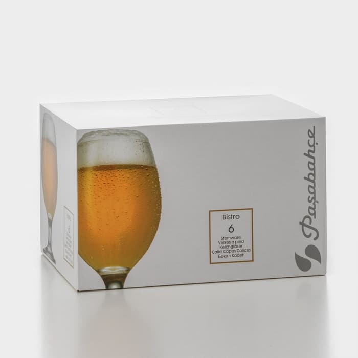 Пивные бокалы Paşabahçe Bistro, 400 мл, набор 6 шт., стекло, прозрачные