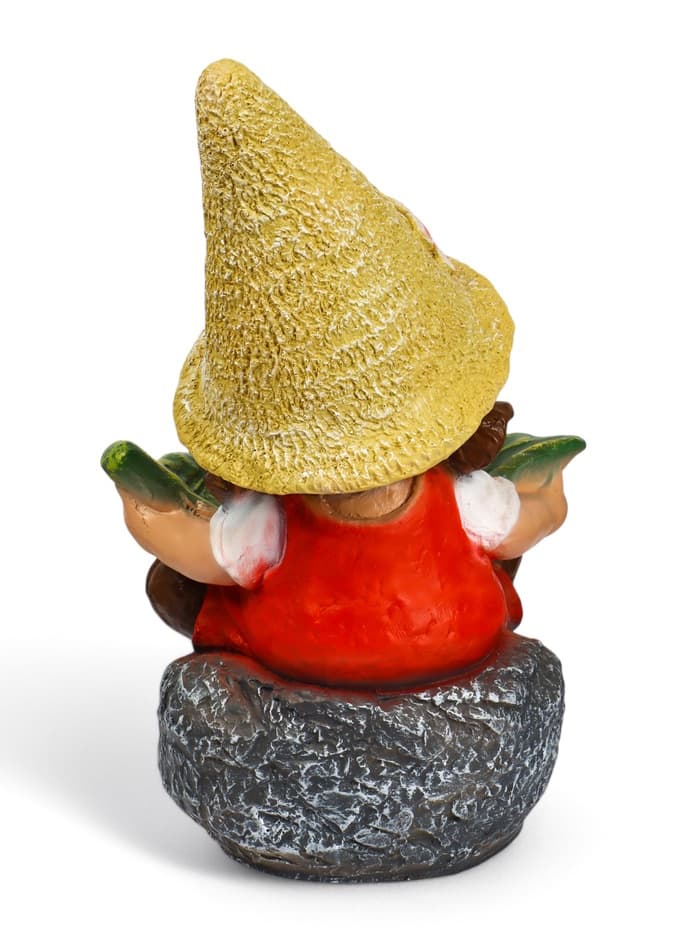 Садовая фигура из полистоуна «Девочка на камне с листом», 48×29×27 см