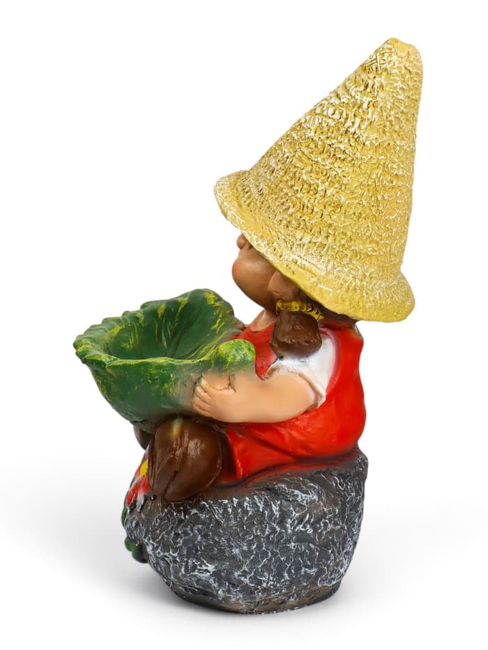 Садовая фигура из полистоуна «Девочка на камне с листом», 48×29×27 см