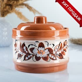 Банка для сыпучих продуктов Кунгурская керамика «Виктория», 900 мл, коричневая