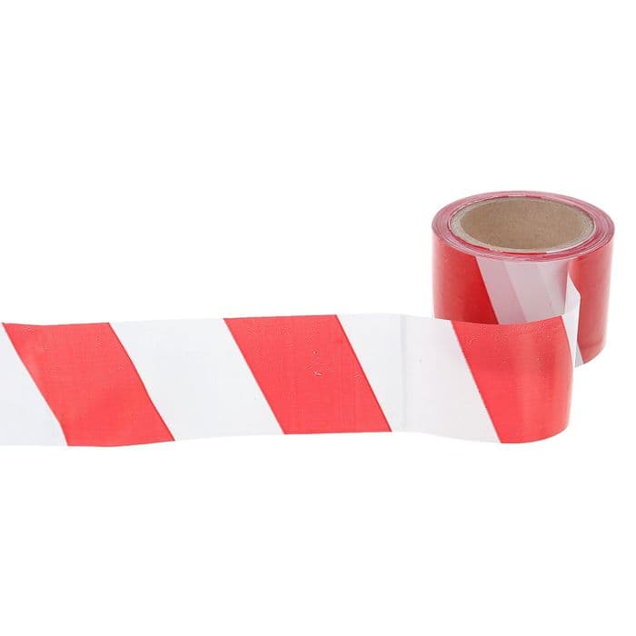 Лента сигнальная «Оградительная», 100 м, ширина 7.5 см, толщина 35 мкм, красная, белая
